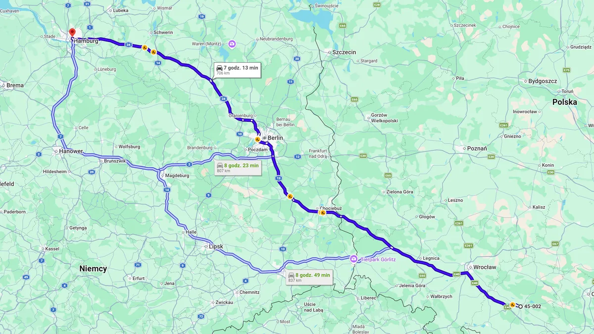 Polska, 45-002 Opole - Niemcy, 22085 Hamburg