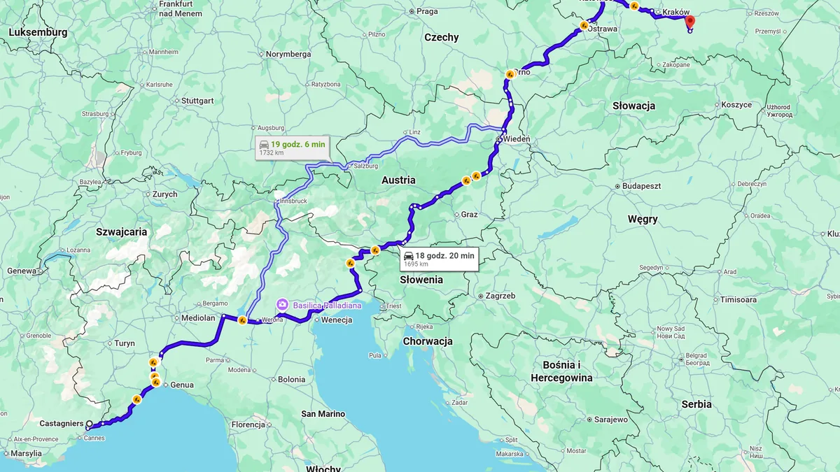 Francja, 06670 Castagniers - Polska, 33-314 Witowice Dolne