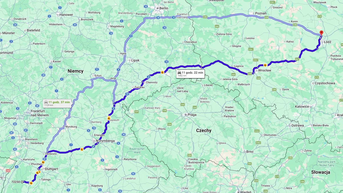 Niemcy, 72250 Freudenstadt - Polska, 95-100 Dąbrówka Wielka