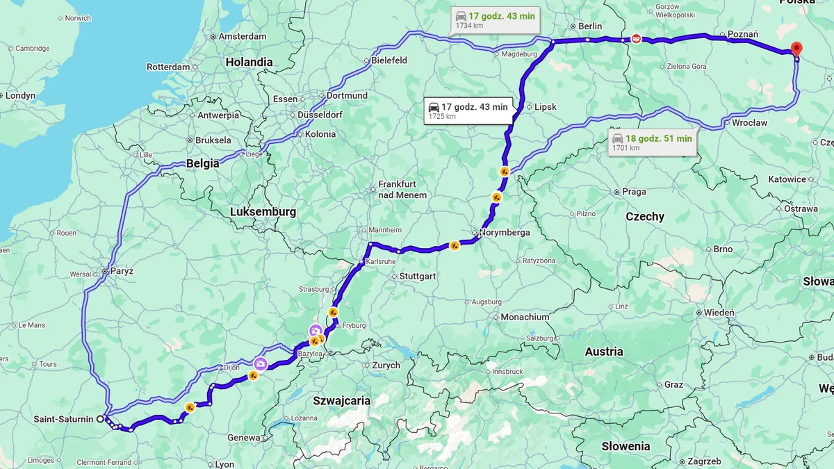 Francja, 18370 Saint-Saturnin - Polska, 62-731 Paulinów