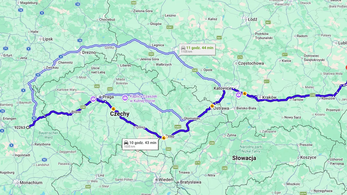Niemcy, 92263 Ebermannsdorf - Polska, 22-470 Zwierzyniec