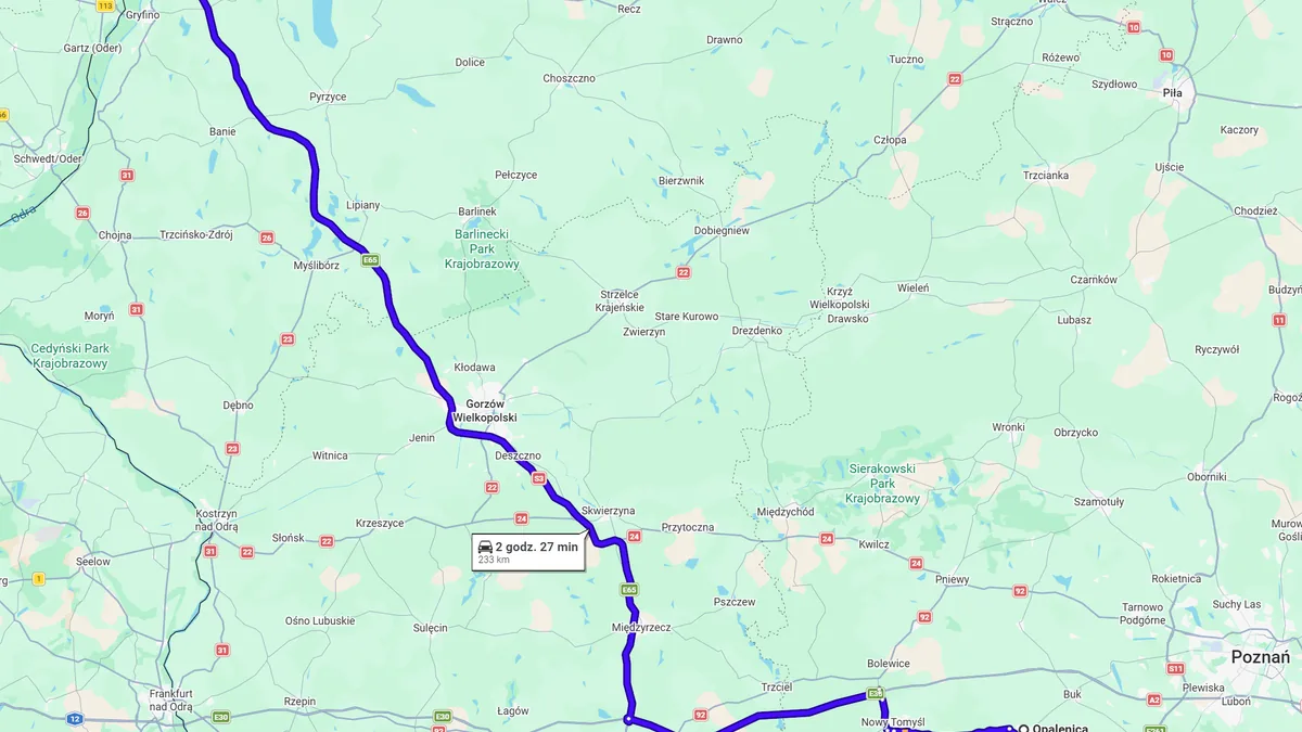 Polska, 64-430 Opalenica - Polska, 70-001 Szczecin